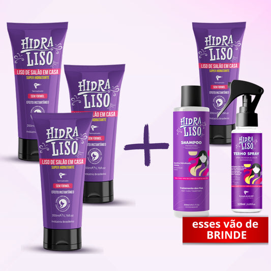 Compre 3 Hidralisos e GANHE 1 SHAMPOO + 1 TERMO SPRAY + 1 HIDRALISO de BRINDE